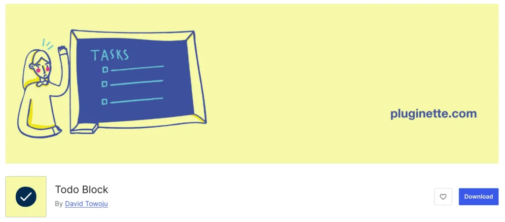 Header of the Todo Block checklist plugin by David Towoju on wordpress.org