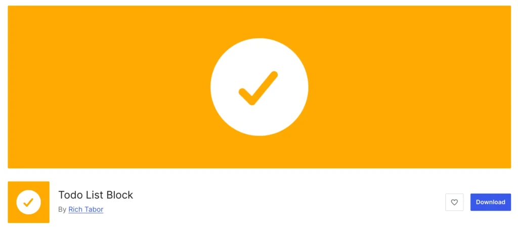 Header of the Todo List Block checklist plugin by Rich Tabor on wordpress.org